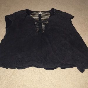 Free People Black distressed t-shirt